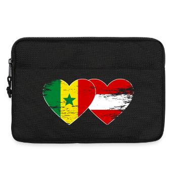 Sénégal Autriche Drapeau Mains Coeur Utilisé - Sacoche pour ordinateur portable 13 pouces - noir - Devant