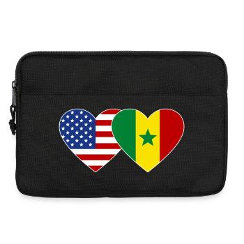 USA Senegal  Flagge Herz - Laptoptasche 13" - Schwarz - Vorne