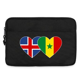 Islande Sénégal Drapeau Mains Coeur Forme - Sacoche pour ordinateur portable 13 pouces - noir - Devant