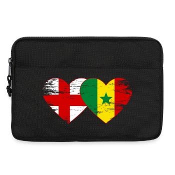 England Senegal Flag Hands Heart Shape Used - Laptop bag 13" - black - Front