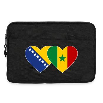 Drapeau Bosnie-Sénégal Coeur - Sacoche pour ordinateur portable 13 pouces - noir - Devant