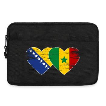 Bosnien Senegal Flagge Herz - Laptoptasche 13" - Schwarz - Vorne