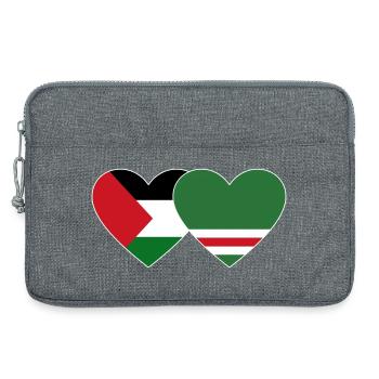 Palestine Tchétchénie Drapeau Coeur - Sacoche pour ordinateur portable 13 pouces - gris chiné - Devant