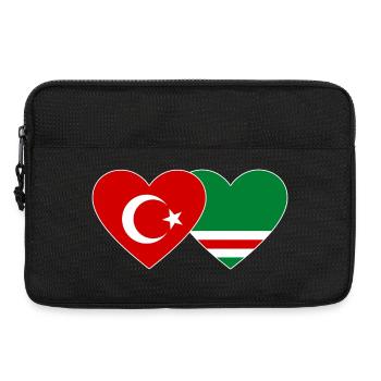 Türkei Tschetschenien Flagge Herz - Laptoptasche 13" - Schwarz - Vorne