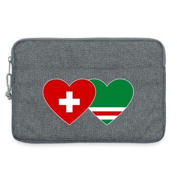Suisse Drapeau de la Tchétchénie Coeur - Sacoche pour ordinateur portable 13 pouces - gris chiné - Devant