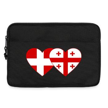 Danemark Géorgie drapeau coeur utilisé - Sacoche pour ordinateur portable 13 pouces - noir - Devant