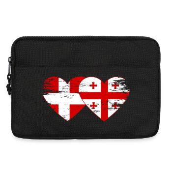 Danemark Géorgie drapeau coeur utilisé - Sacoche pour ordinateur portable 13 pouces - noir - Devant