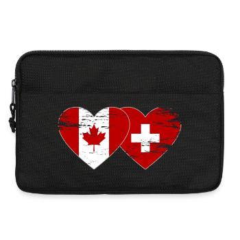Canada Switzerland Flag Heart used - Laptop bag 13" - black - Front