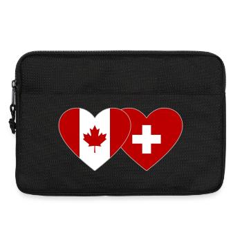Canada Suisse Drapeau Coeur - Sacoche pour ordinateur portable 13 pouces - noir - Devant