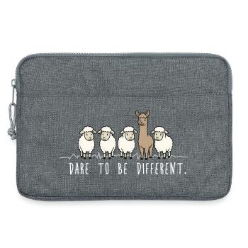 Dare to Be Different – Alpaka & Schafe Spruch - Laptoptasche 13" - Grau meliert - Vorne