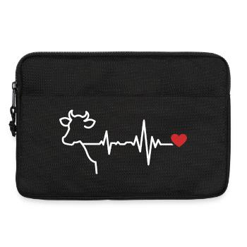 Kuh Herzschlag Linien-Design - Laptoptasche 13" - Schwarz - Vorne