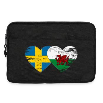 Schweden Wales Flagge Herz used - Laptoptasche 13" - Schwarz - Vorne