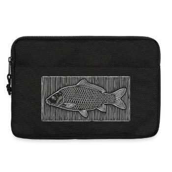 Vintage Carp Woodcut – Classic Angler Design - Laptop bag 13" - black - Front