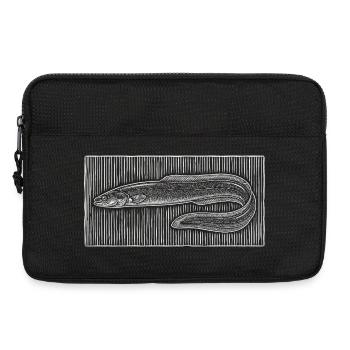 Vintage Eel Woodcut – Classic Angler Design - Laptop bag 13" - black - Front