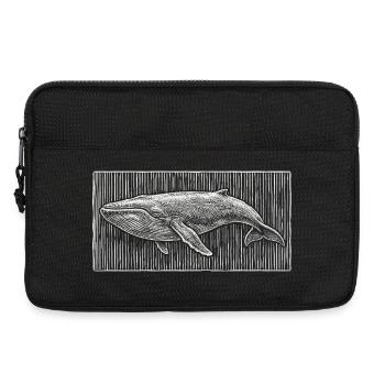 Gravure sur bois vintage de la baleine bleue – Majestueux géant océanique - Sacoche pour ordinateur portable 13 pouces - noir - Devant