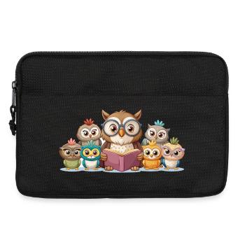 Une jolie famille de hibou qui lit une histoire ensemble - Sacoche pour ordinateur portable 13 pouces - noir - Devant