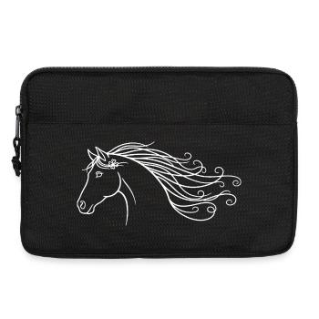 Minimalistische Silhouette Reiten Pferd  - Laptoptasche 13" - Schwarz - Vorne
