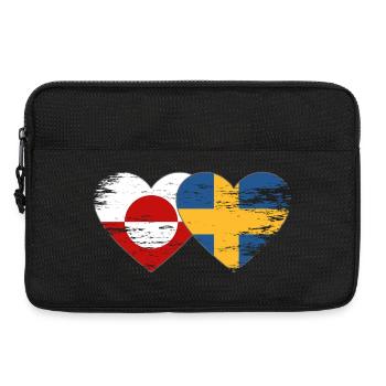 Cœur du drapeau du Groenland Suède utilisé - Sacoche pour ordinateur portable 13 pouces - noir - Devant
