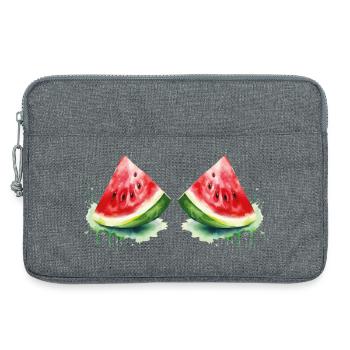 Aquarelle Pastèque - Sacoche pour ordinateur portable 13 pouces - gris chiné - Devant