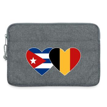 Kuba Belgien Flagge Herz - Laptoptasche 13" - Grau meliert - Vorne