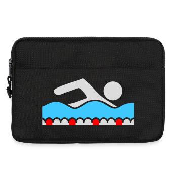 Nageur, Pictogramme, Nage libre, Vague, Piscine, Sport - Sacoche pour ordinateur portable 13 pouces - noir - Devant