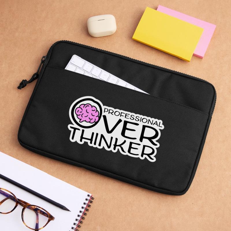 Professional Overthinker Funny Brooding Anxiety Logo Laptop bag 13"