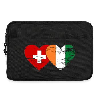 Switzerland Côte d'Ivoire Flag Heart used - Laptop bag 13" - black - Front