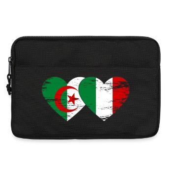 Drapeau Algérie Italie Cœur utilisé - Sacoche pour ordinateur portable 13 pouces - noir - Devant