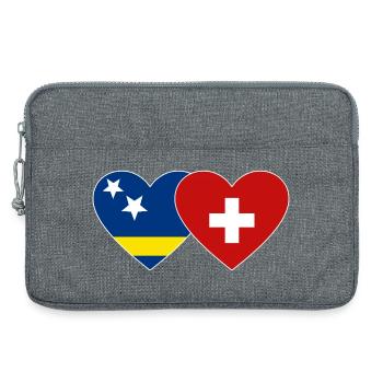 Curacao_Schweiz_Flagge_Herz - Laptoptasche 13" - Grau meliert - Vorne