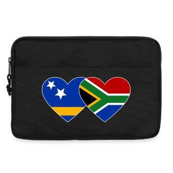 Drapeau de Curaçao Afrique du Sud Mains Forme de cœur - Sacoche pour ordinateur portable 13 pouces - noir - Devant