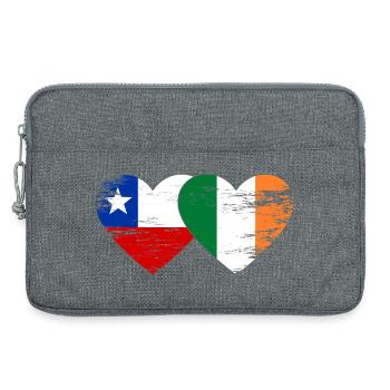Chile Ireland flag heart used - Laptop bag 13" - heather grey - Front