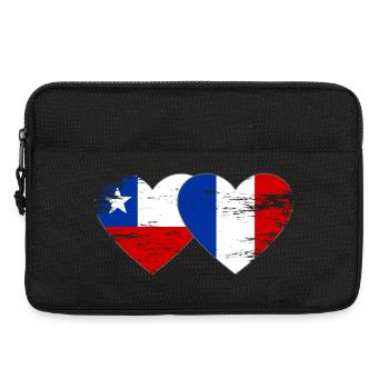 Cœur du drapeau Chili et de la France utilisé - Sacoche pour ordinateur portable 13 pouces - noir - Devant