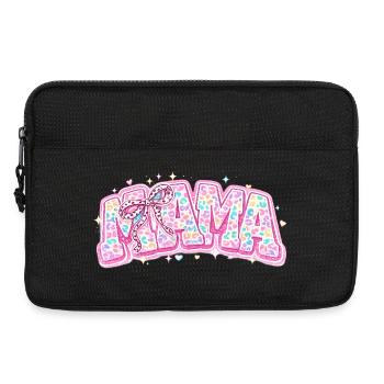 Mama Pastel Leopard – Groovy Varsity Style und Schleife - Laptoptasche 13" - Schwarz - Vorne