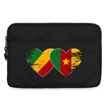 Kongo_Kamerun_Flagge_Herz_used - Laptoptasche 13" - Schwarz - Vorne