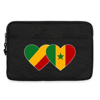 Kongo_Senegal_Flagge_Herz - Laptop bag 13" - black - Front