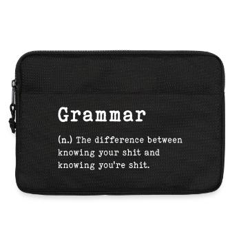 Grammar: Wissen vs Shit - Laptoptasche 13" - Schwarz - Vorne