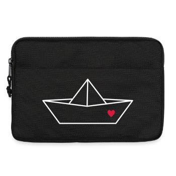 Segelboot Boot Papier Schiff Herz Liebe Geschenk - Laptoptasche 13" - Schwarz - Vorne