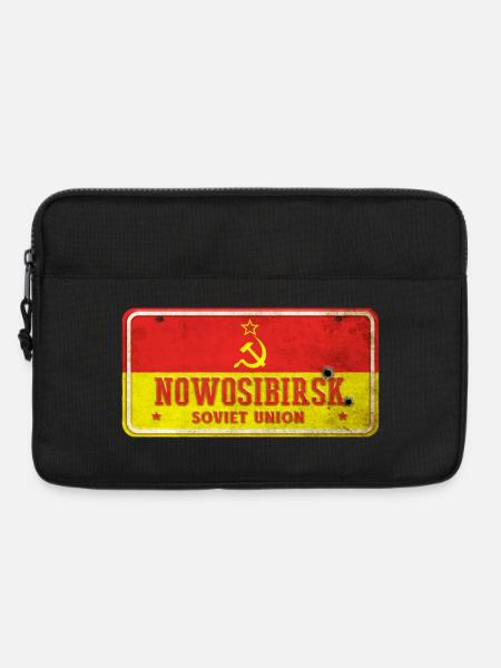 Nowosibirsk Sowjetunion Vintage Schild - Laptoptasche 13" - Schwarz