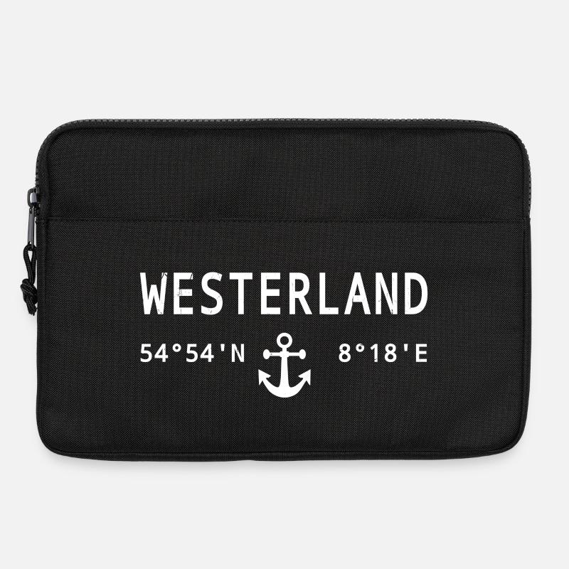 Westerland-Design mit Kompass und Anker - Laptoptasche 13" - Schwarz
