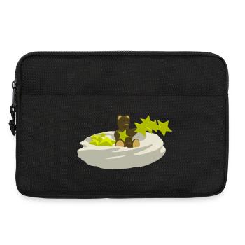 Bär auf Wolke mit Sternen - Laptoptasche 13" - Schwarz - Vorne