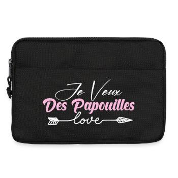 J'veux des papouilles cadeau saint-valentin amour - Sacoche pour ordinateur portable 13 pouces - noir - Devant
