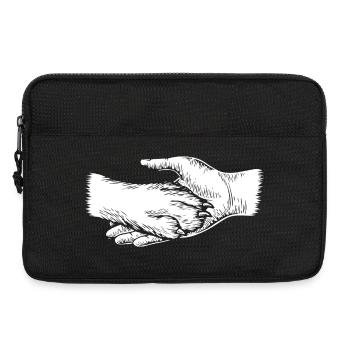 Hund und Herrchen - Hand und Pfote Silhouette - Laptoptasche 13" - Schwarz - Vorne