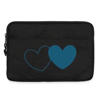 Coeur bleu 2 coeurs Saint-Valentin - Sacoche pour ordinateur portable 13 pouces - noir - Devant