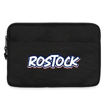 Rostock Schriftzug in blau weiss rot - Laptoptasche 13" - Schwarz - Vorne