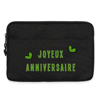 JOYEUX ANNIVERSAIRE. HAPPY BIRTHDAY. ANNIVERSAIRE. - Sacoche pour ordinateur portable 13 pouces - noir - Devant