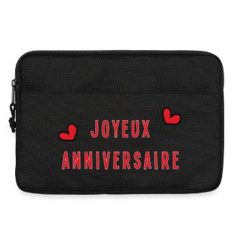 ANNIVERSAIRE. HAPPY BIRTHDAY. JOYEUX ANNIVERSAIRE. - Sacoche pour ordinateur portable 13 pouces - noir - Devant