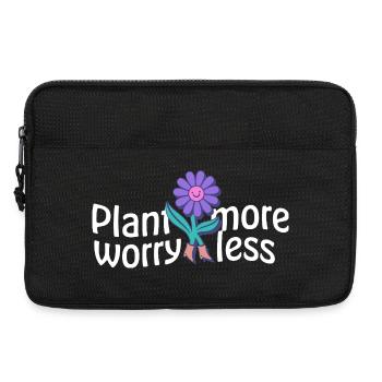 Laughing Flower & Saying: Plant More Worry Less - Laptop bag 13" - black - Front