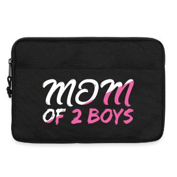 Maman de 2 garçons avec motif coeur - Sacoche pour ordinateur portable 13 pouces - noir - Devant