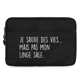 Je sauve des vies… mais pas mon linge sale - Sacoche pour ordinateur portable 13 pouces - noir - Devant