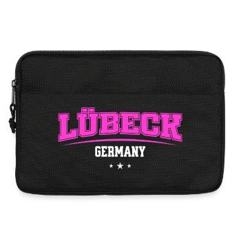 Logo rétro néon de Lübeck, Allemagne - Sacoche pour ordinateur portable 13 pouces - noir - Devant